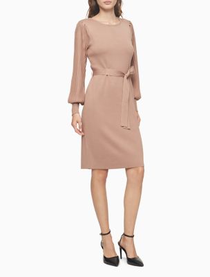 Ribbed Belted Knit Dress | Calvin Klein
